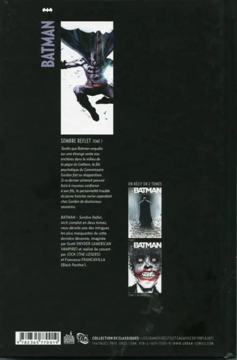 Verso de l'album Batman : Sombre reflet Tome 1