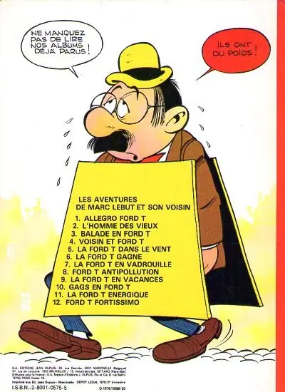 Verso de l'album Marc Lebut et son voisin Tome 12 Ford T fortissimo