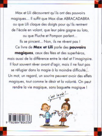 Verso de l'album Ainsi va la vie Tome 100 Max et Lili ont des pouvoirs magiques