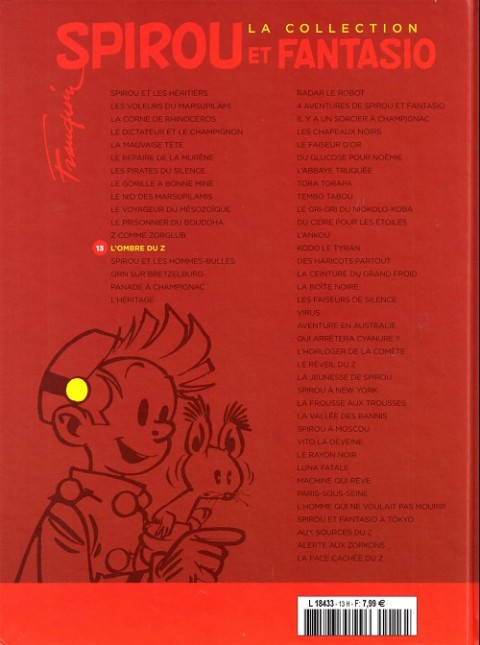 Verso de l'album Spirou et Fantasio La collection Tome 13 L'ombre du Z