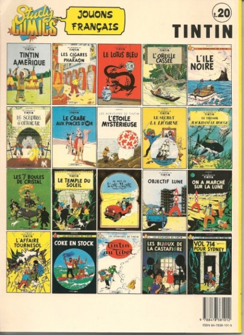 Verso de l'album Tintin Tome 20 Tintin et les Picaros