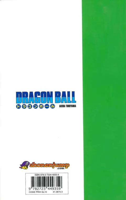 Verso de l'album Dragon Ball Édition originale Tome 38 Le duel fatidique Son Gokû contre Végéta