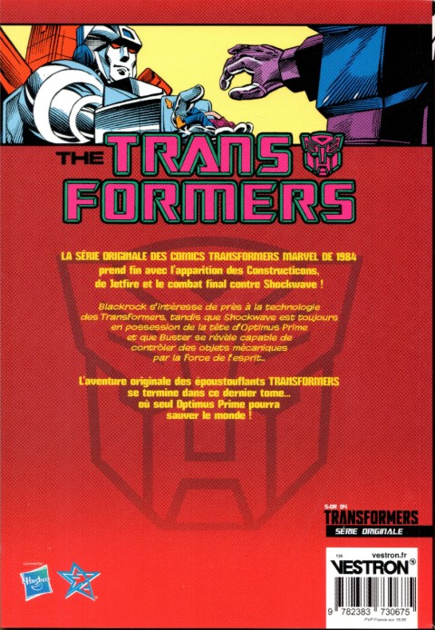 Verso de l'album The Transformers - Série originale Tome #4 Optimus Prime: Exterminateur D'Autobots !