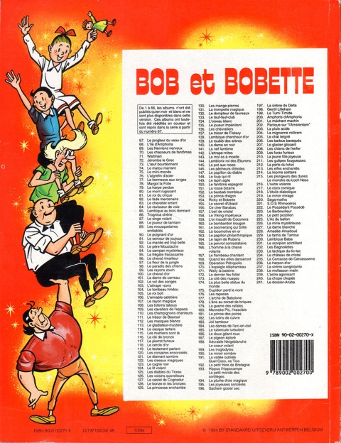 Verso de l'album Bob et Bobette Tome 118 Le cercle d'Or