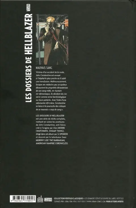 Verso de l'album Les Dossiers de Hellblazer Tome 1 Mauvais sang
