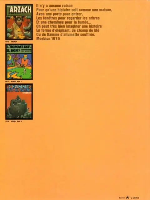 Verso de l'album Moebius œuvres complètes Tome 2 L'Homme est il Bon ? Arzach
