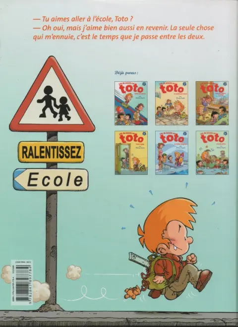 Verso de l'album Les Blagues de Toto Tome 3 sous les cahiers, la plage