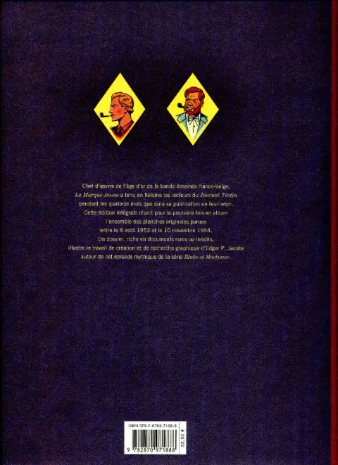 Verso de l'album Blake et Mortimer Tome 6 La marque jaune