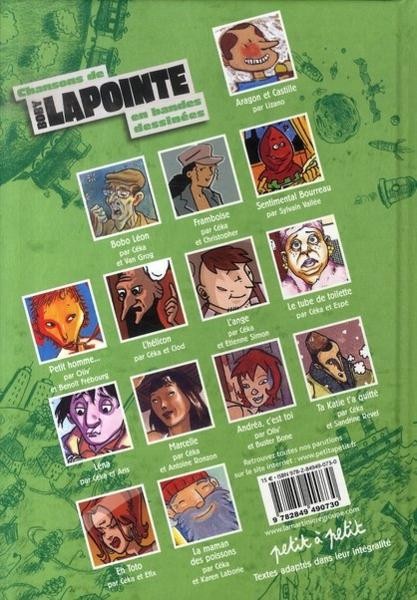 Verso de l'album Chansons en Bandes Dessinées Chansons de Boby Lapointe en bandes dessinées