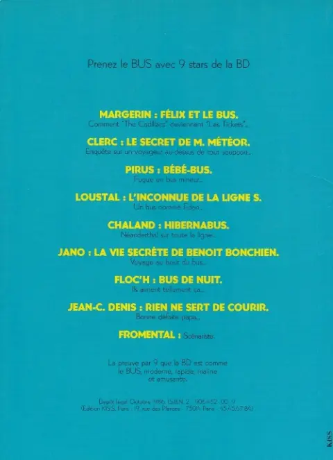 Verso de l'album Félix et le bus UTP