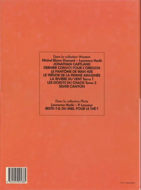 Verso de l'album Jonathan Cartland Tome 7 Silver canyon