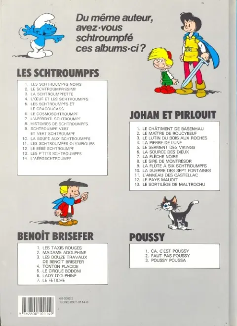 Verso de l'album Les Schtroumpfs Tome 7 L'apprenti Schtroumpf
