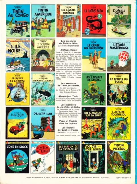 Verso de l'album Tintin Tome 5 Le Lotus Bleu