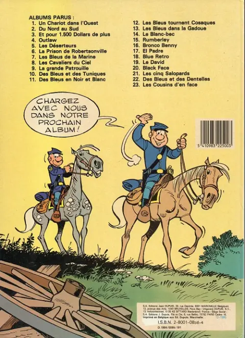 Verso de l'album Les Tuniques Bleues Tome 1 Un chariot dans l'Ouest
