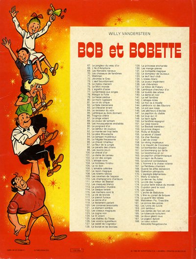 Verso de l'album Bob et Bobette Tome 188 Adorable neigeblanche/ Le cœur volant