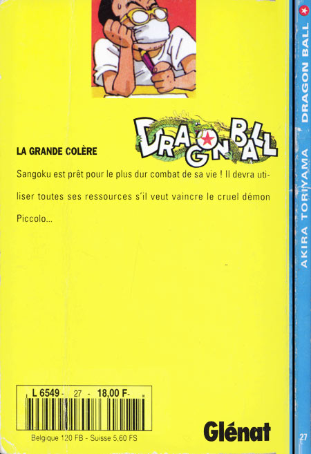 Verso de l'album Dragon Ball Tome 27 La grande colère