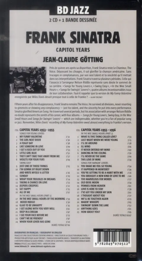 Verso de l'album BD Jazz Frank Sinatra ; capitol years 1954-1960