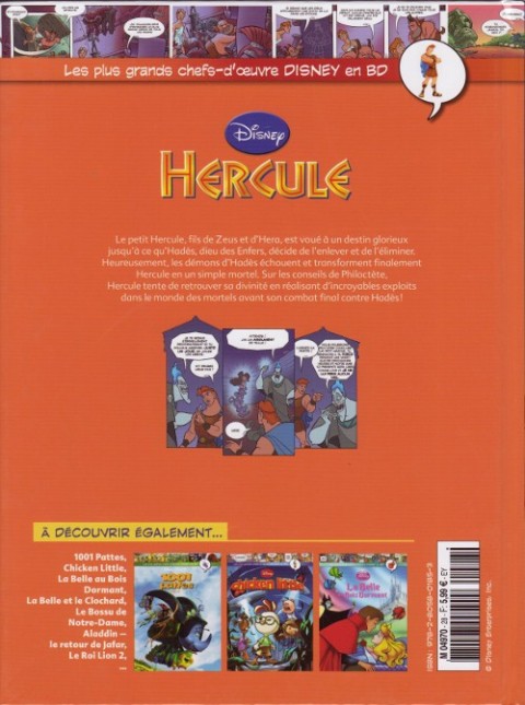 Verso de l'album Les plus grands chefs-d'œuvre Disney en BD Tome 28 Hercule