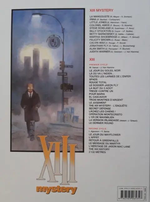 Verso de l'album XIII Mystery Tome 10 Calvin Wax