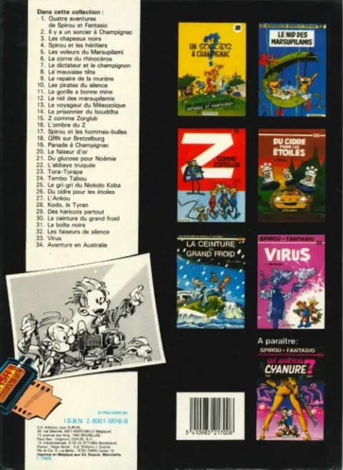 Verso de l'album Spirou et Fantasio Tome 14 Le prisonnier du Bouddha