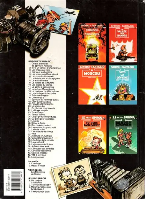 Verso de l'album Spirou et Fantasio Tome 25 Le gri-gri du Niokolo-Koba