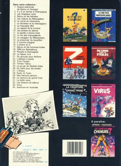 Verso de l'album Spirou et Fantasio Tome 24 Tembo Tabou