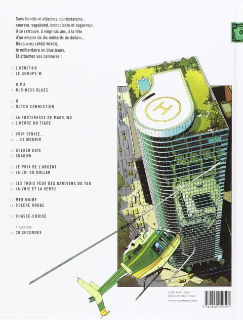 Verso de l'album Largo Winch Tome 15 Les trois yeux des gardiens du Tao