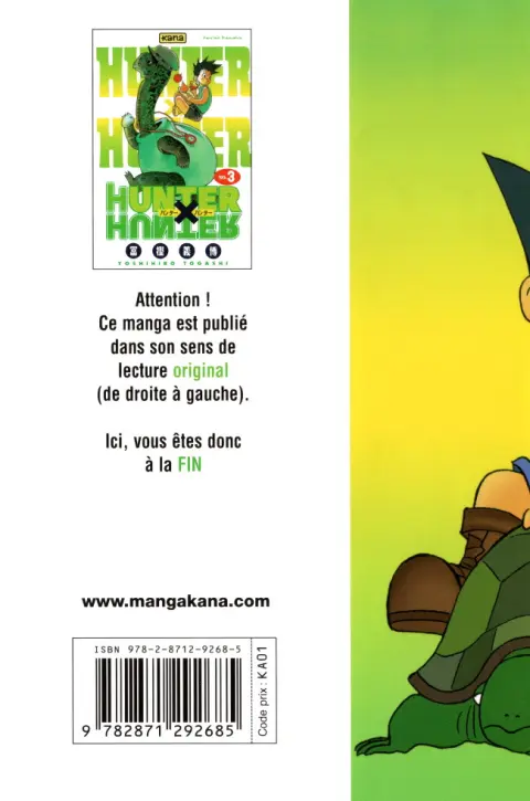 Verso de l'album Hunter X Hunter N° 3