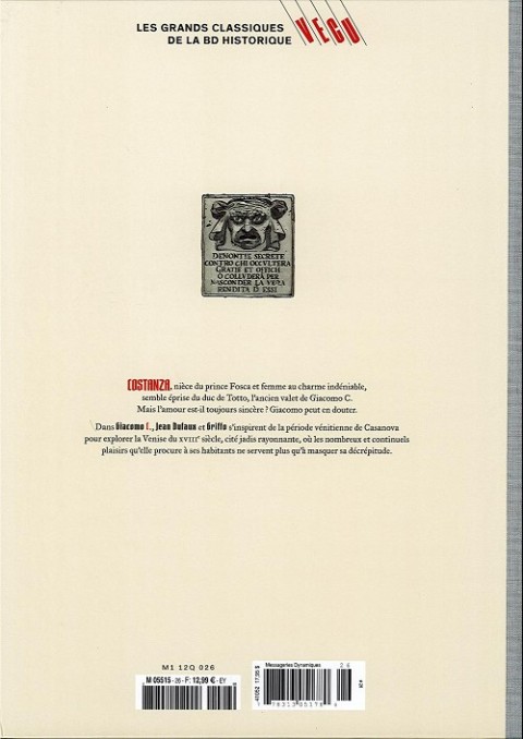 Verso de l'album Les grands Classiques de la BD Historique Vécu - La Collection Tome 27 Giacomo C. - Tome V : Pour l'amour d'une cousine