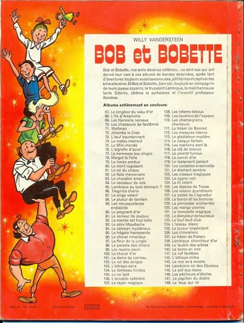 Verso de l'album Bob et Bobette Tome 109 Les cavaliers de l'espace