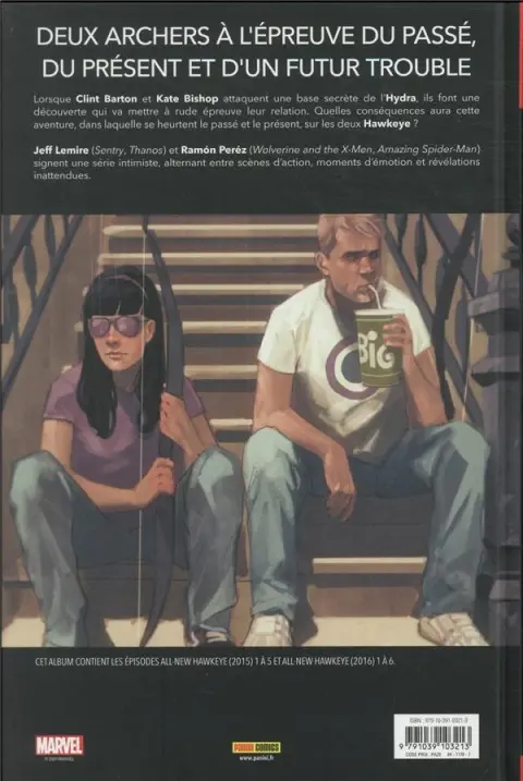 Verso de l'album All-New Hawkeye Les Deux Hawkeye