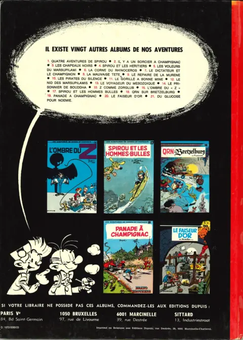 Verso de l'album Spirou et Fantasio Tome 2 Il y a un sorcier à Champignac
