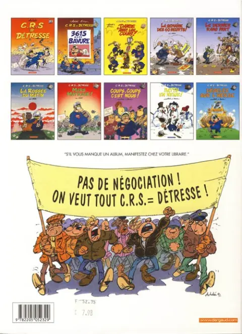 Verso de l'album CRS = Détresse Tome 10 Dégelée sur l'herbe