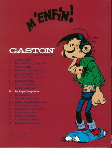 Verso de l'album Gaston Édition Collector (Télé 7 jours) Tome 10 Le repos du gaffeur