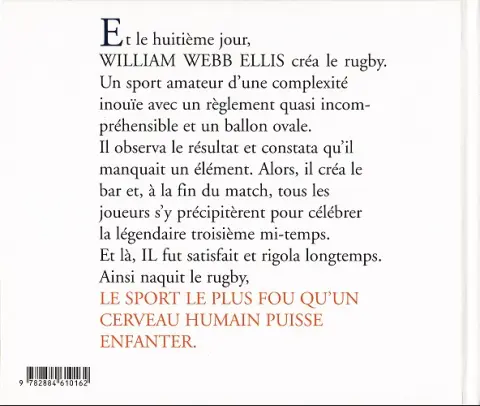 Verso de l'album de A à Z Le Rugby illustré de A à Z