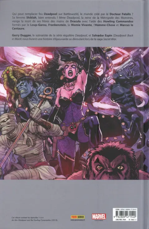 Verso de l'album Mme Deadpool et les Howling Commandos La Morsure de la veuve