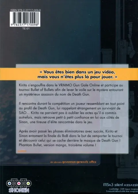 Verso de l'album Sword Art Online - Phantom bullet 003