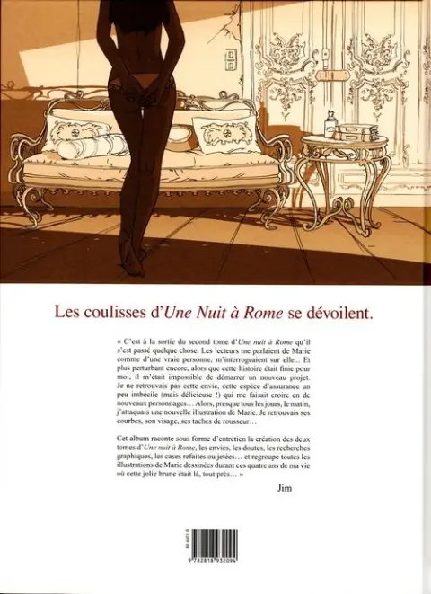 Verso de l'album Une nuit à Rome Les dessous de Une nuit à Rome - Illustrations et entretien avec Jim