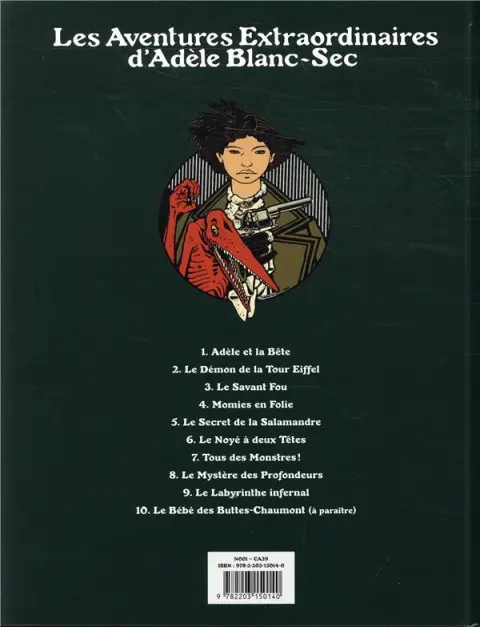 Verso de l'album Les Aventures Extraordinaires d'Adèle Blanc-Sec Tome 8 Le Mystère des Profondeurs