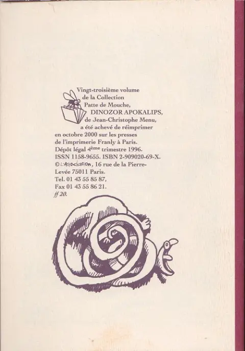 Verso de l'album Dinozor Apokalips