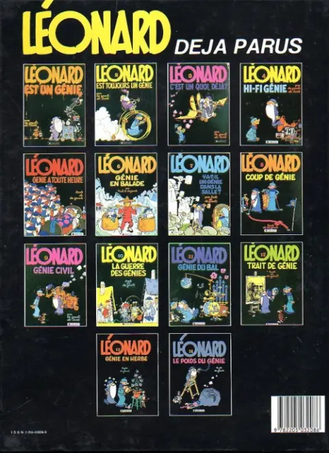 Verso de l'album Léonard Tome 1 Léonard est un génie