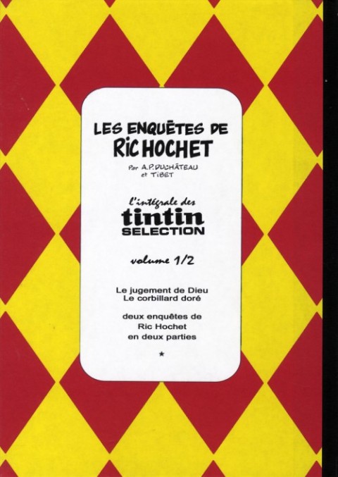 Verso de l'album Les enquêtes de Ric Hochet Volume 1