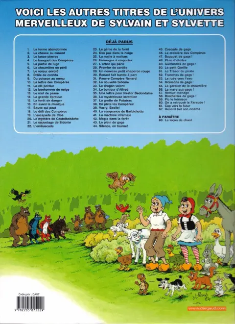 Verso de l'album Sylvain et Sylvette Tome 62 Renard fait son cinéma