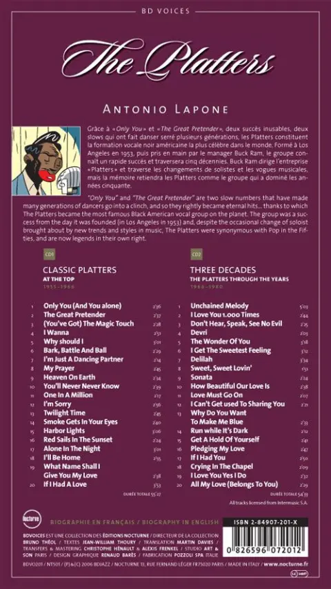 Verso de l'album BD Voices The Platters