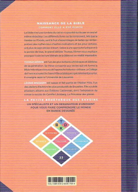 Verso de l'album La Petite Bédéthèque des Savoirs Tome 23 Naissance de la bible - Comment elle a été écrite