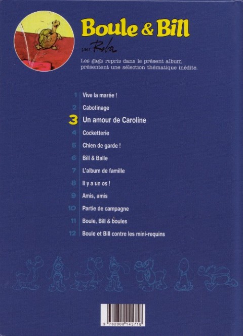 Verso de l'album Boule et Bill Le Soir Tome 3 Un amour de Caroline
