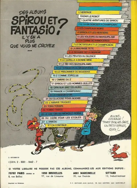 Verso de l'album Spirou et Fantasio Tome 26 Du cidre pour les étoiles