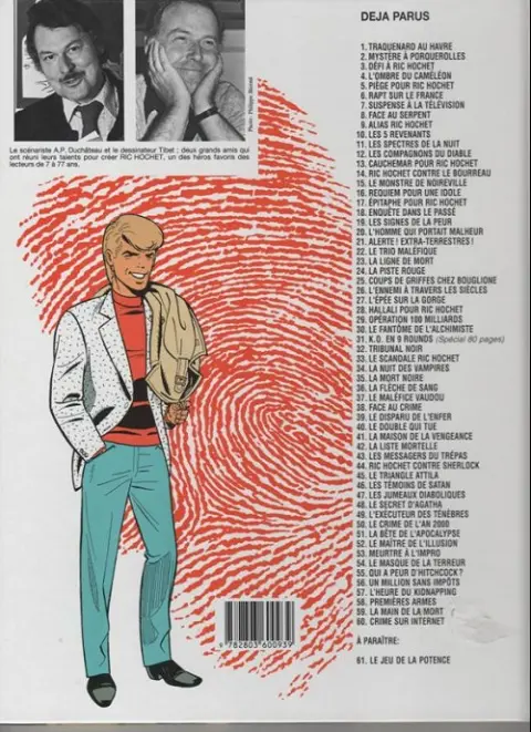 Verso de l'album Ric Hochet Tome 23 La ligne de mort