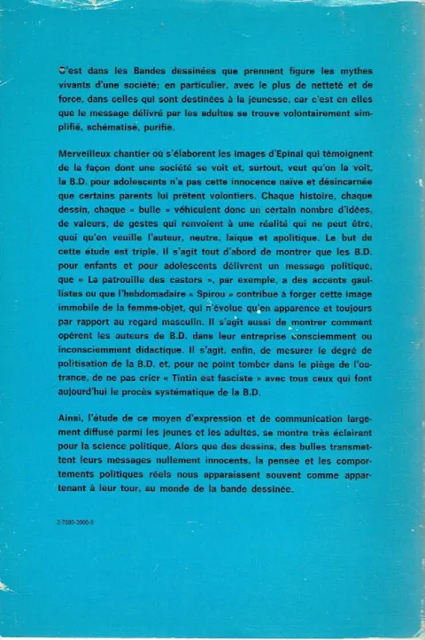 Verso de l'album Le message politique et social de la bande dessinée