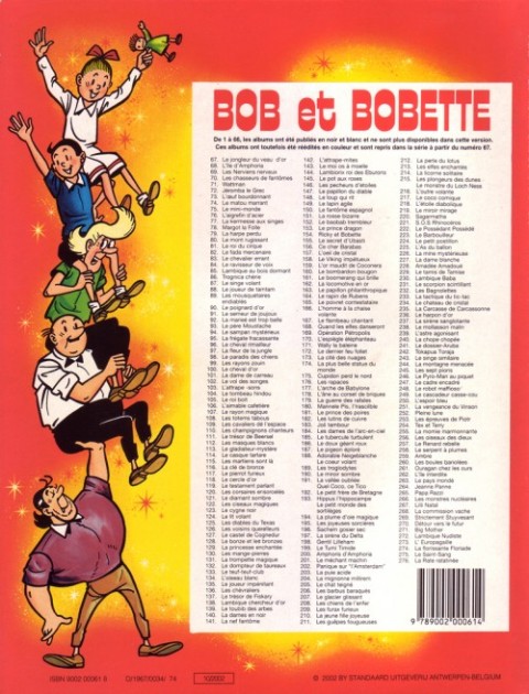 Verso de l'album Bob et Bobette Tome 74 Le matou marrant